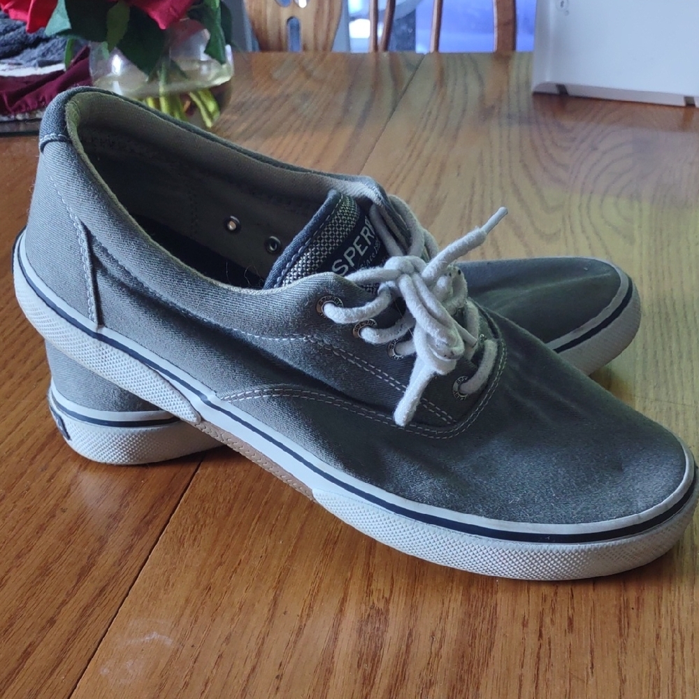 Sperry Gray Canvas Sneakers with White Accents